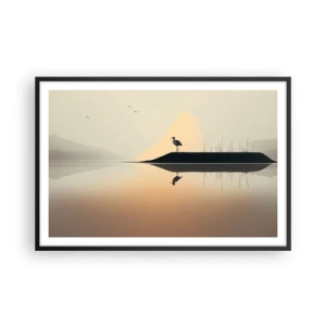 Pôster com moldura preta - Senhor no lago - 91x61 cm