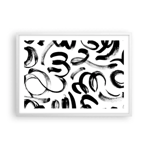 Pôster em moldura branca - Preto sobre branco - 70x50 cm