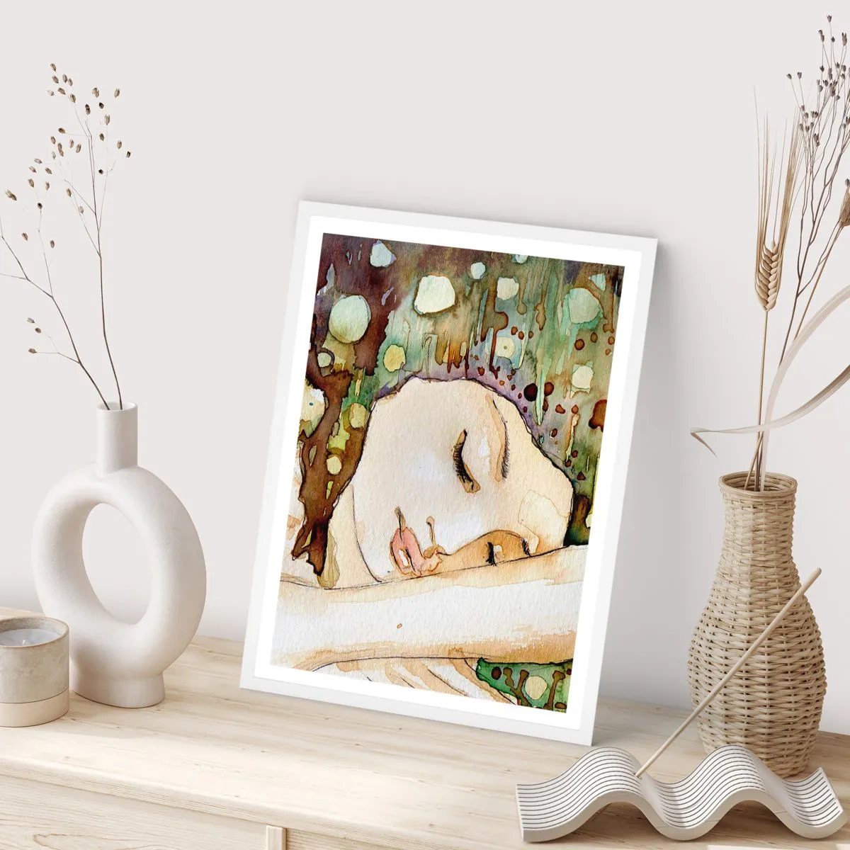 Pôster em moldura branca - Um sonho Violeta Esmeralda - 50x70 cm