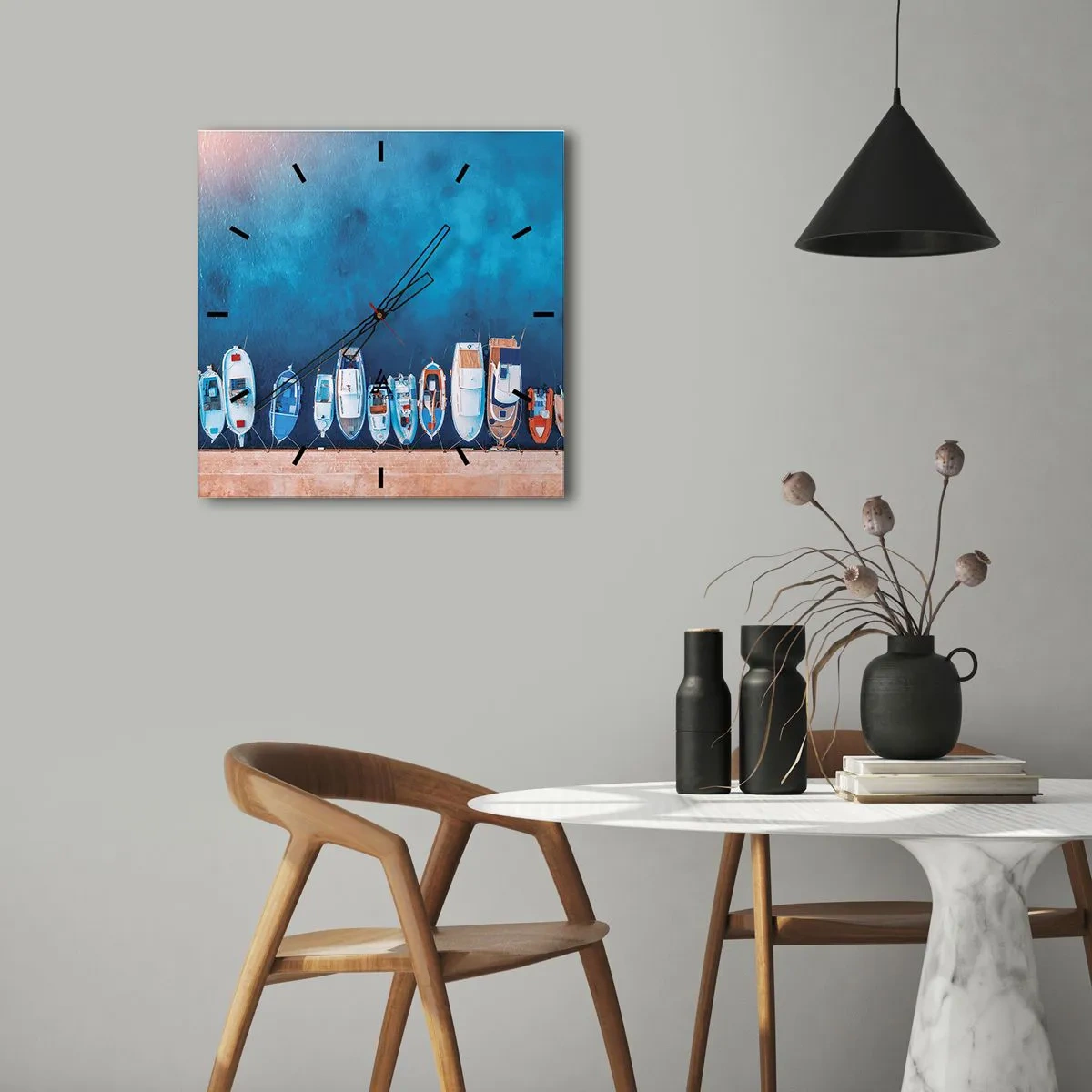 Relógio de parede - Relógio em vidro - Em uma fileira - 30x30 cm