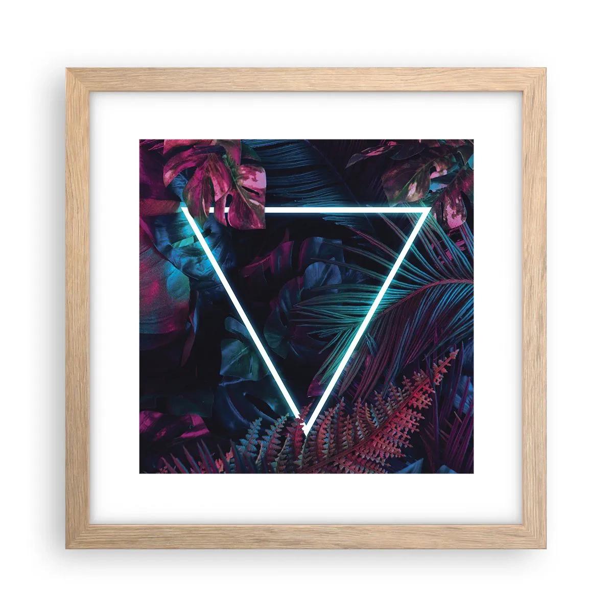 Pôster com moldura de carvalho claro - Jardim estilo discoteca - 30x30 cm