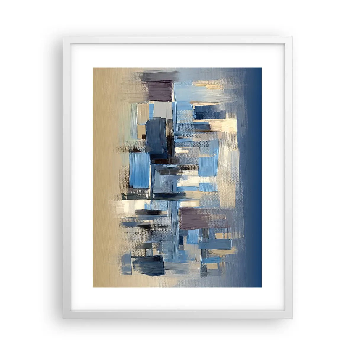Pôster em moldura branca - Construção azul - 40x50 cm