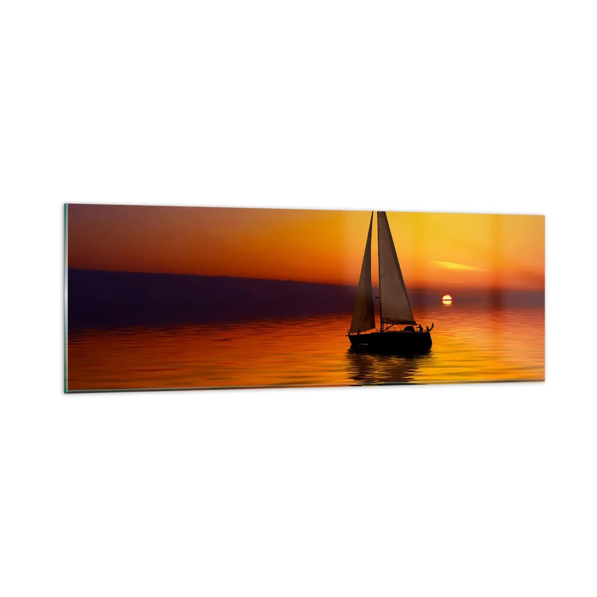 Quadro em vidro - Tranquilo anoitecer... - 90x30 cm