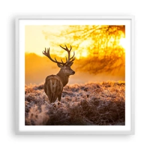 Pôster em moldura branca - Rei da floresta de outono - 60x60 cm