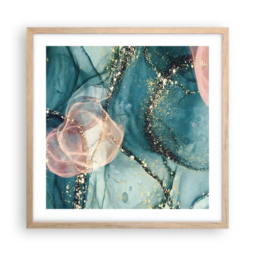 Pôster com moldura de carvalho claro - Azul seda, rosa tule - 50x50 cm
