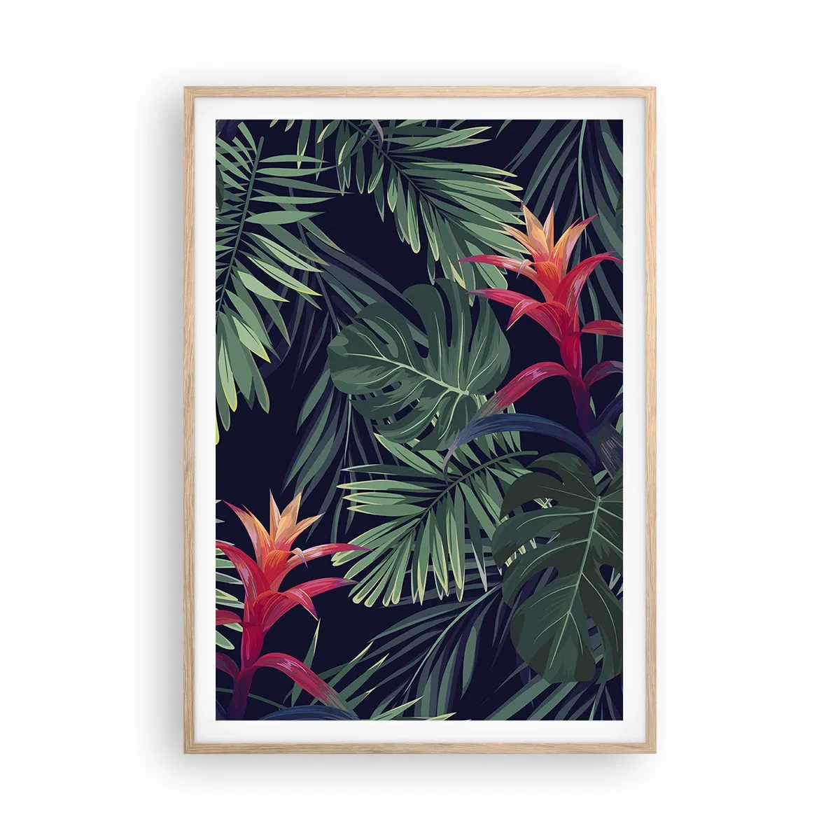 Pôster com moldura de carvalho claro - Queimar em verde - 70x100 cm