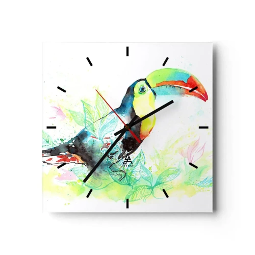 Relógio de parede - Relógio em vidro - Colorido como a América do Sul - 40x40 cm