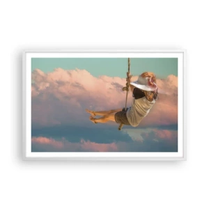 Pôster em moldura branca - Diversão nas nuvens - 91x61 cm