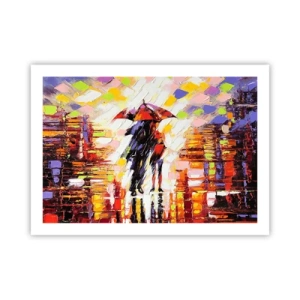 Pôster - Juntos durante a noite e a chuva - 70x50 cm