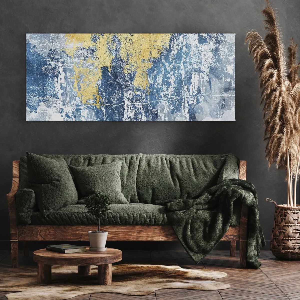 Quadro em tela - Abstração cheia de clima - 140x50 cm