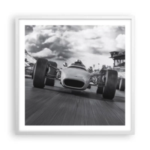 Pôster em moldura branca - O ronco do motor - 60x60 cm