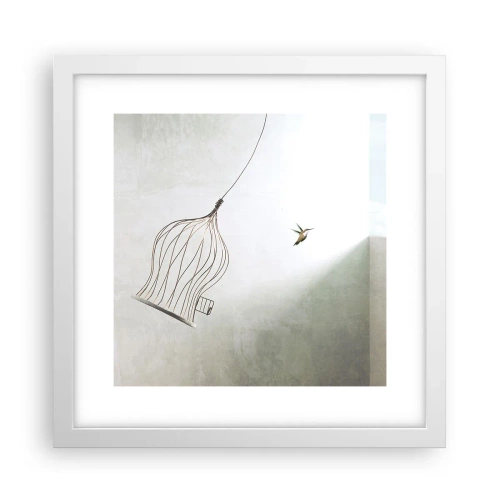 Pôster em moldura branca - Enfim a liberdade - 30x30 cm