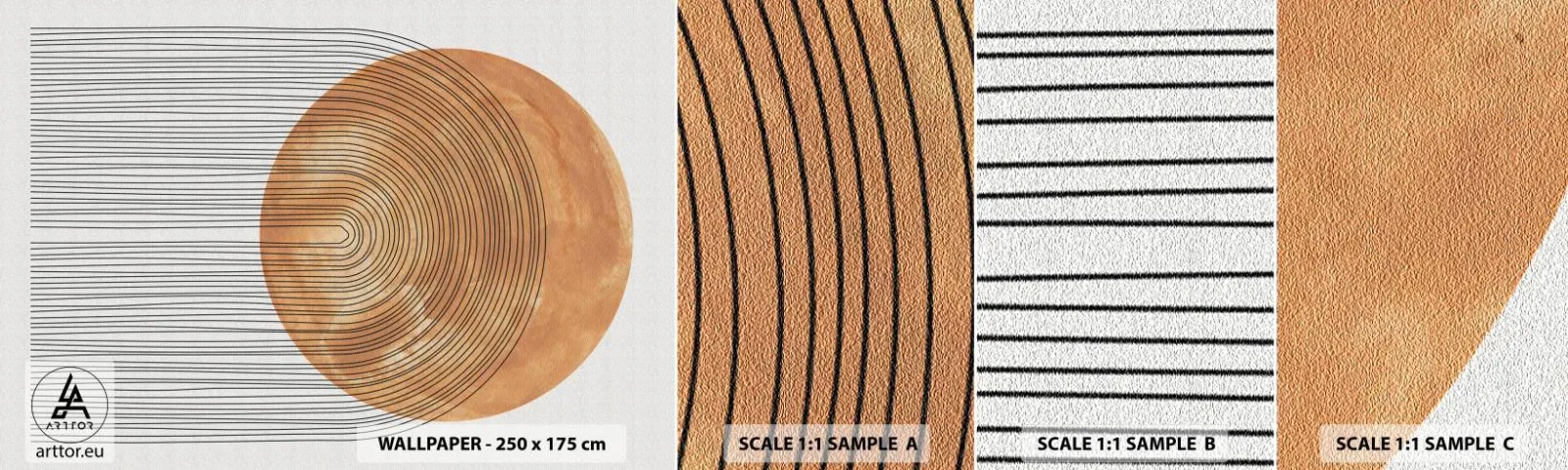 Amostra de papel de parede autocolante Deluxe Sticker - Composição solar - Boho, Sol, Minimalismo - 100x30 cm