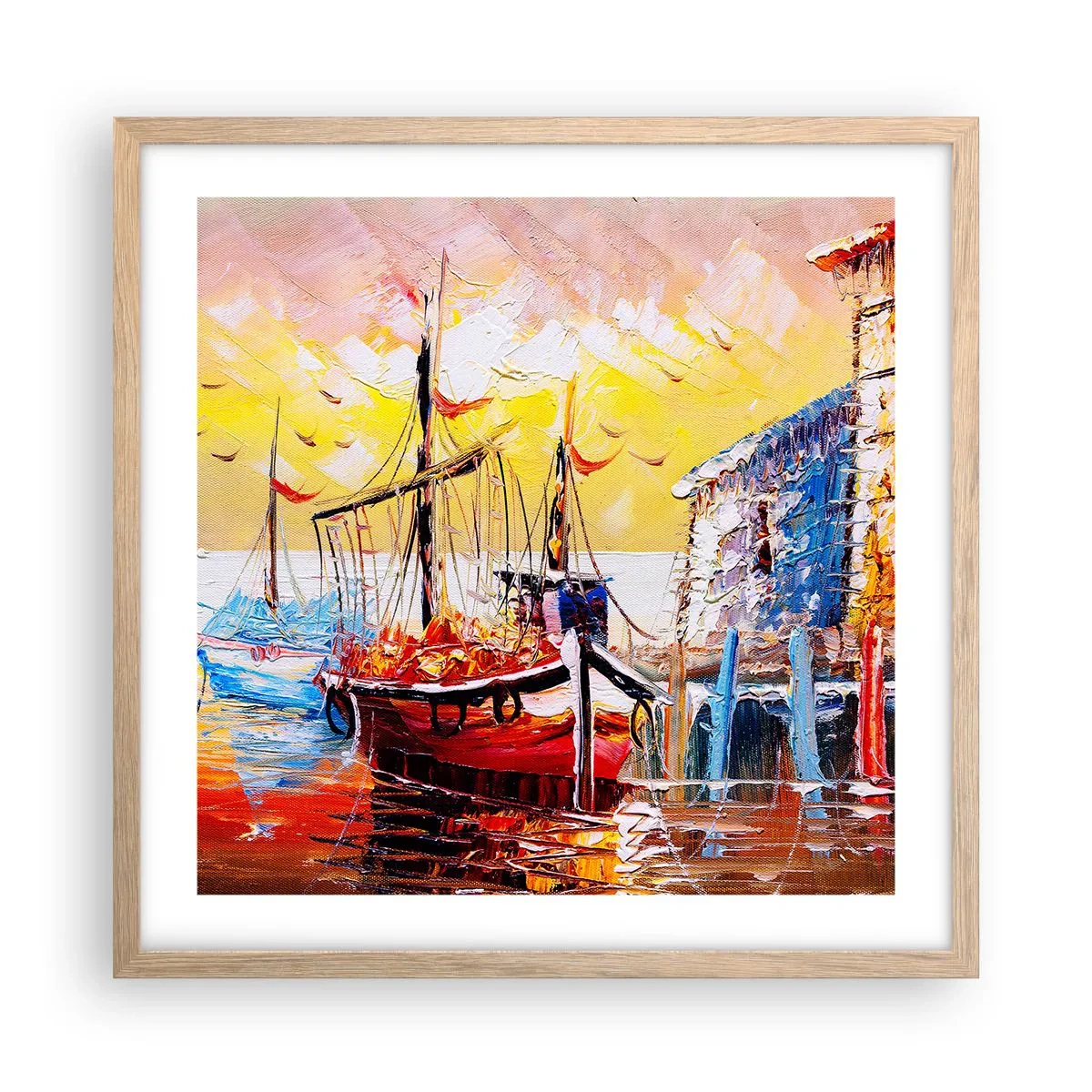 Pôster com moldura de carvalho claro - Feliz retorno - 50x50 cm