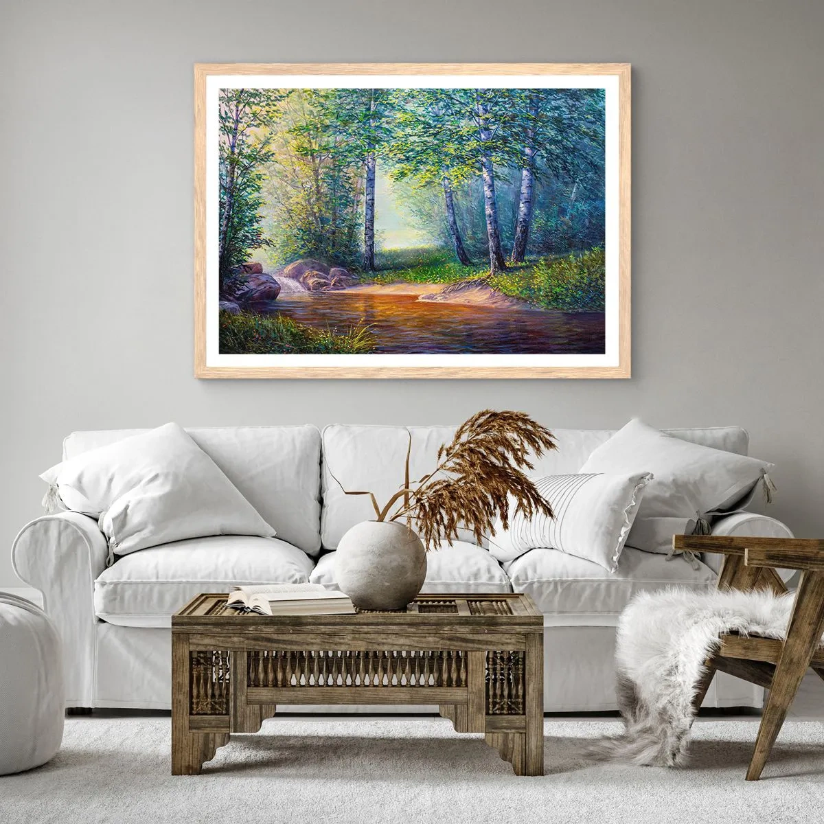Pôster com moldura de carvalho claro - Cenário idílico - 50x40 cm