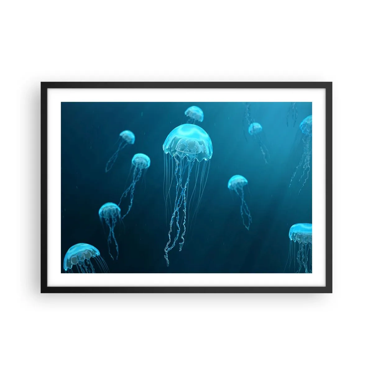 Pôster com moldura preta - Dança do oceano - 70x50 cm