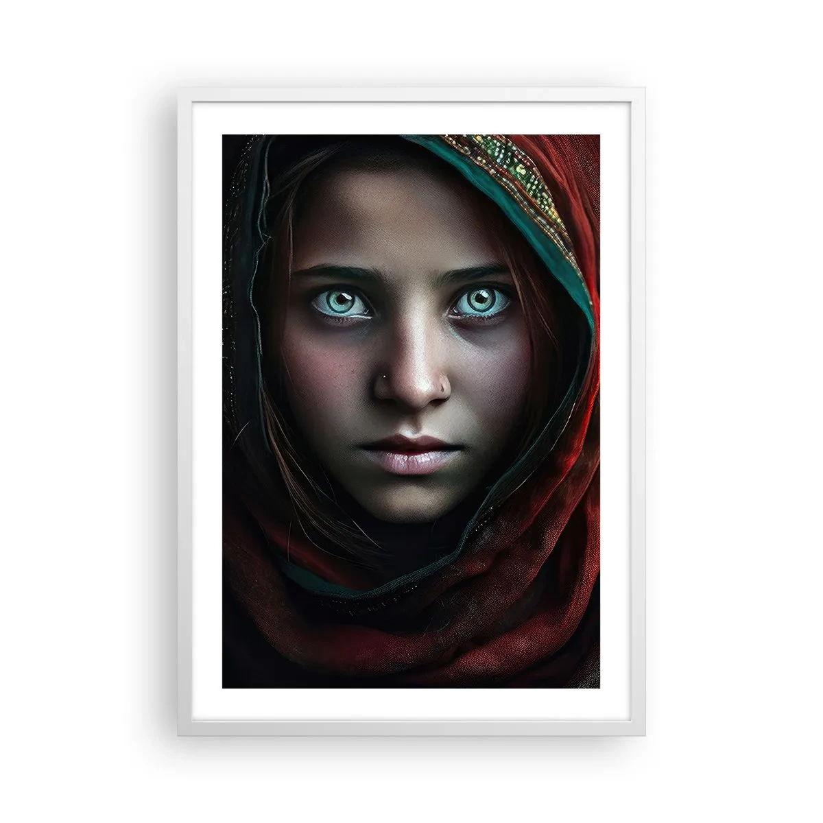 Pôster em moldura branca - Princesa oriental - 50x70 cm