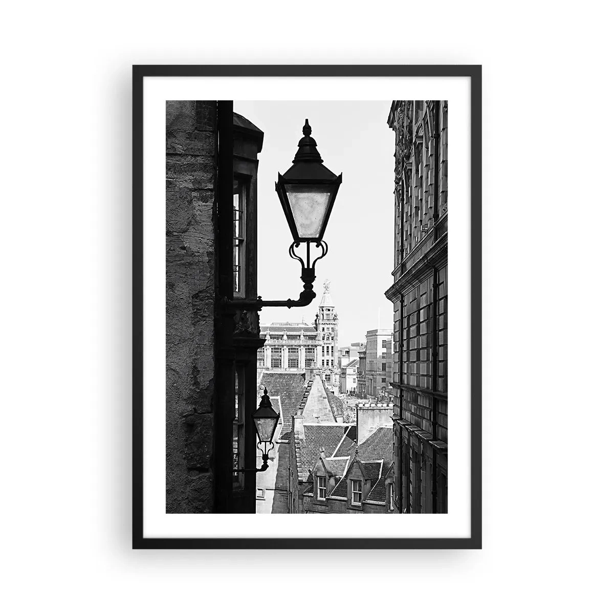 Pôster com moldura preta - O charme das ruas estreitas - 50x70cm - A história de Edimburgo - Decoração de parede moderna para a sala de estar e quarto ARTTOR