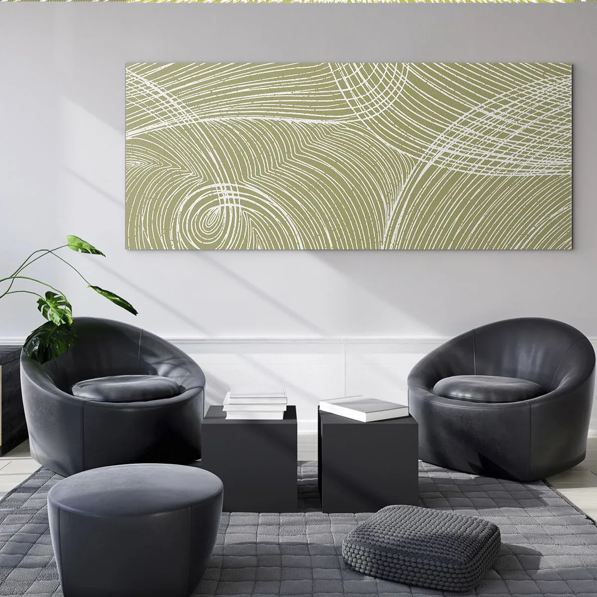 Quadro em vidro - Abstração intrincada em branco - 160x50 cm