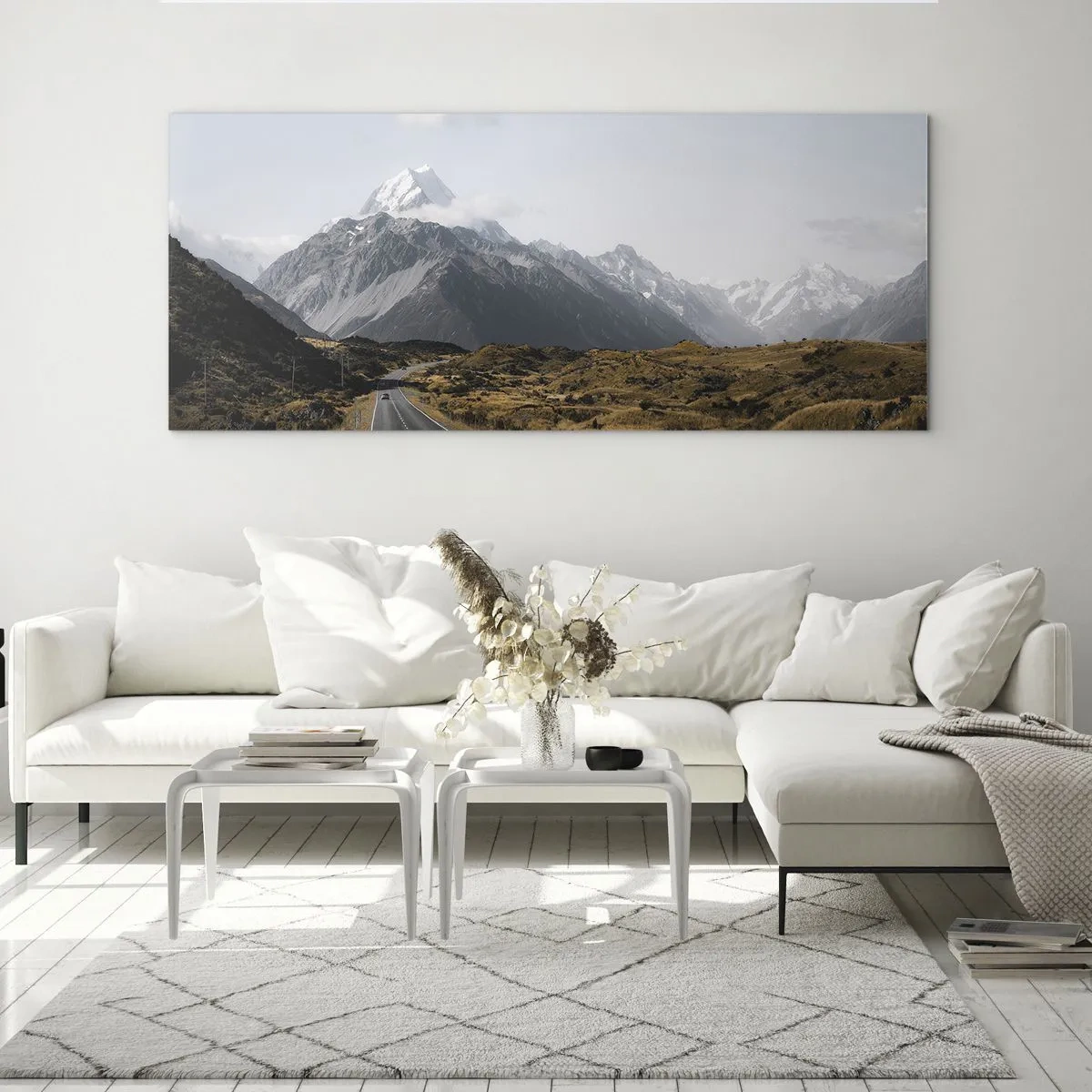 Quadro em vidro - O caminho para o coração das montanhas - 100x40 cm