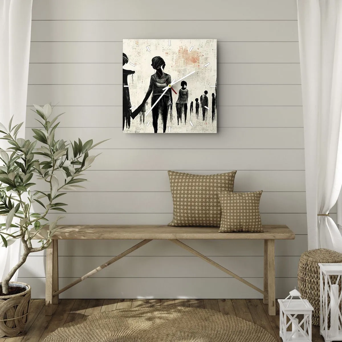 Relógio de parede - Relógio em vidro - Contra a solidão - 30x30 cm