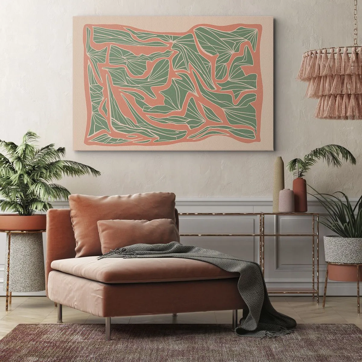 Quadro em tela - A luta entre coral e vegetação - 70x50 cm