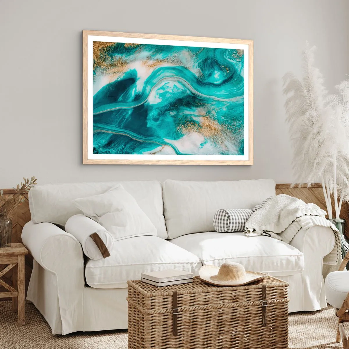 Pôster com moldura de carvalho claro - Rio do Ouro - 100x70 cm