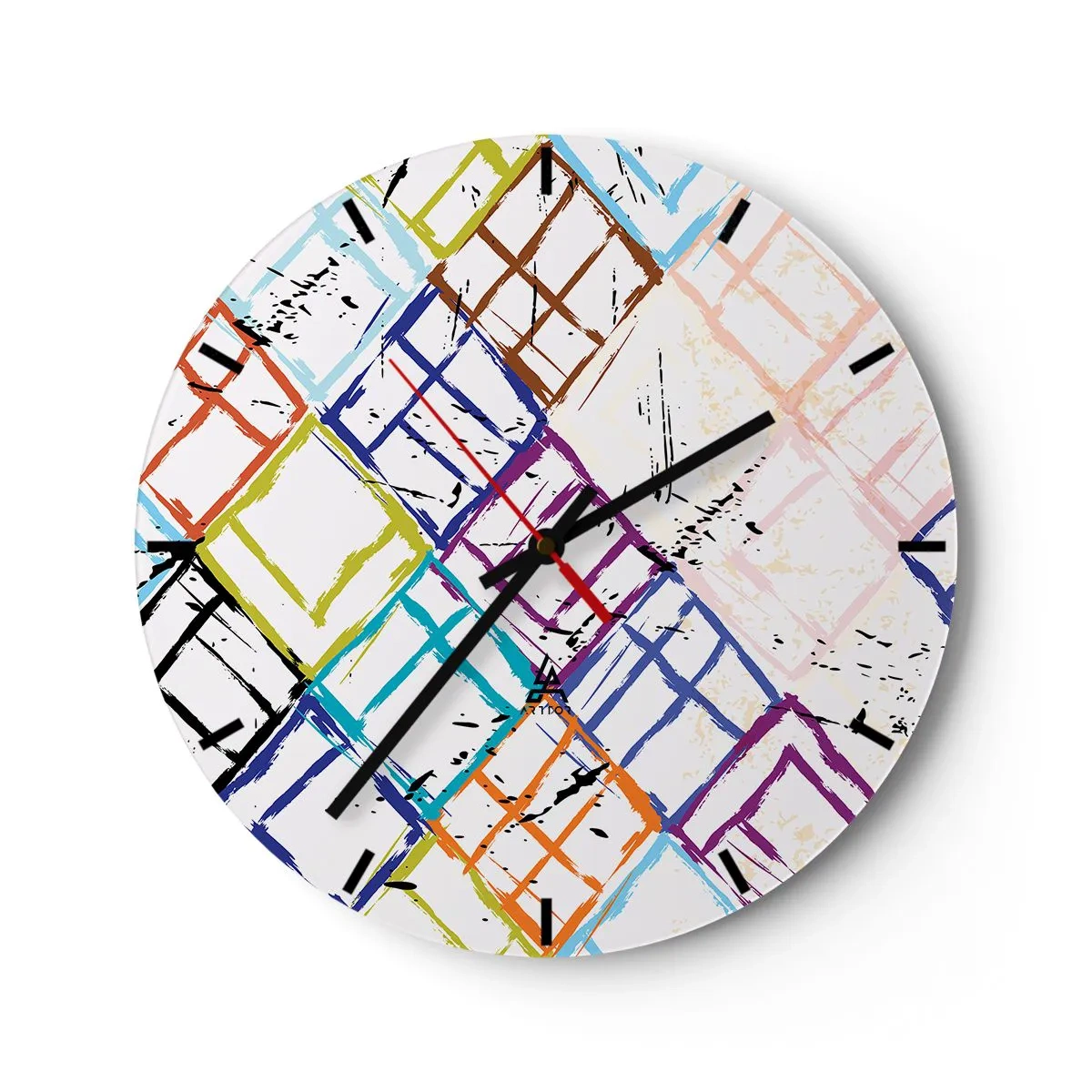 Relógio de parede - Relógio em vidro - Quartos para alugar - 30x30 cm