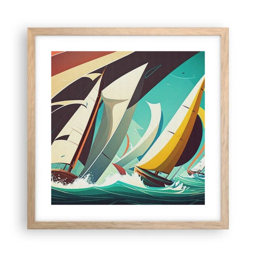 Pôster com moldura de carvalho claro - Boa sorte com os elementos - 40x40 cm