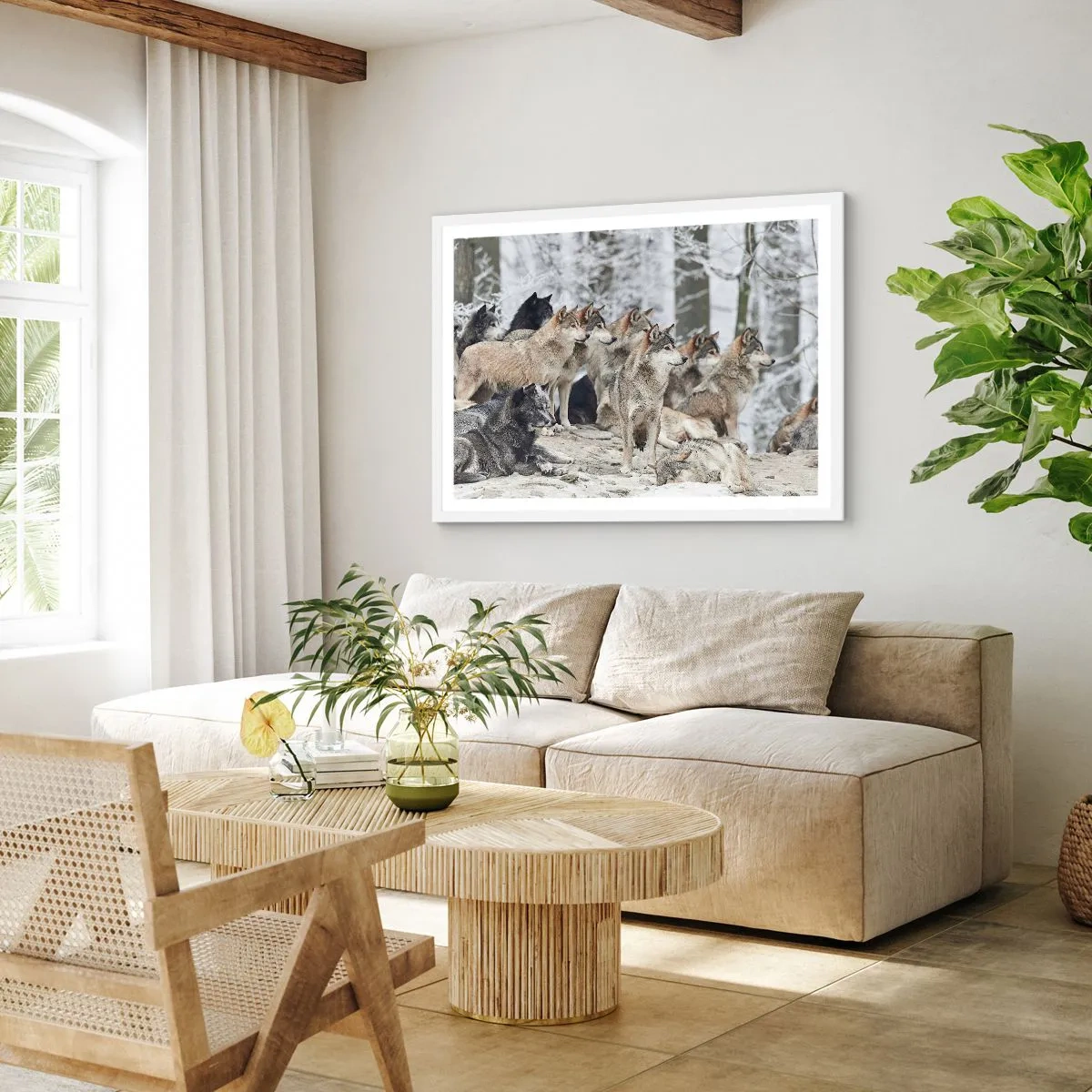 Pôster em moldura branca - Família e amigos - 91x61 cm