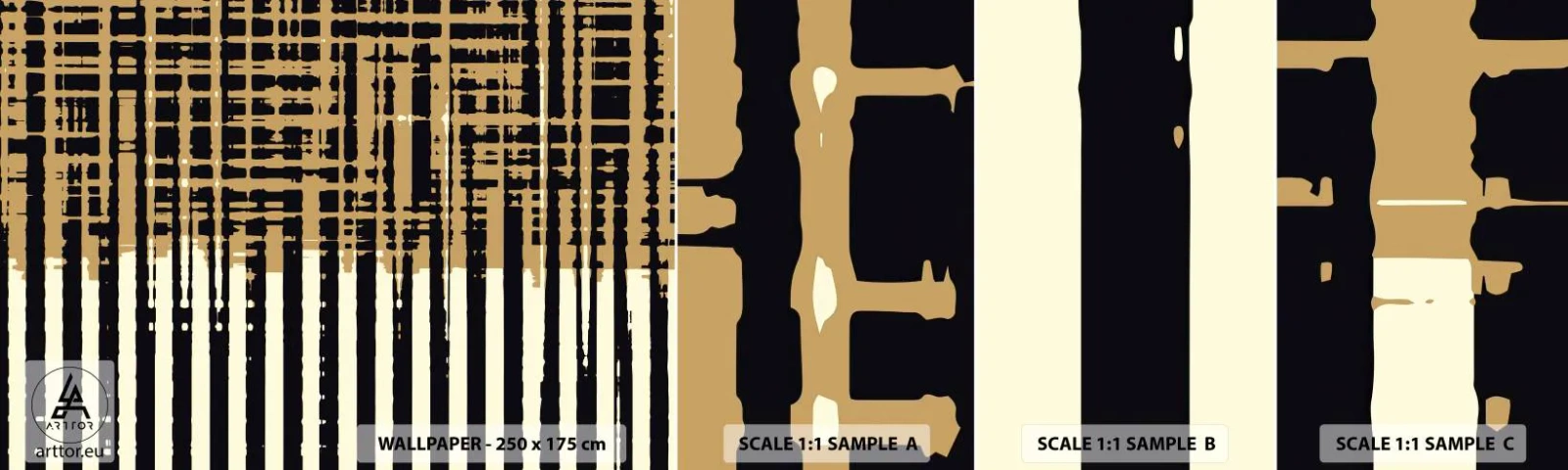 Amostra de papel de parede autocolante Deluxe Sticker - Abstração arquitetónica - Abstração, Pedaço, Linhas - 100x30 cm