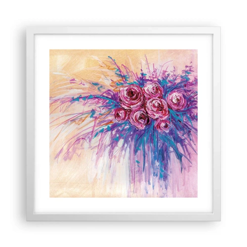 Pôster em moldura branca - Fonte de rosas - 40x40 cm