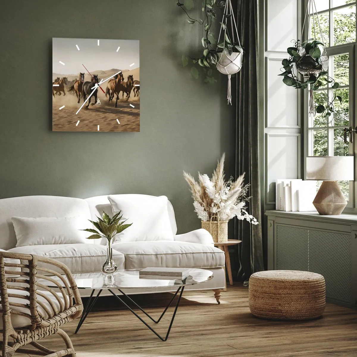 Relógio de parede - Relógio em vidro - Livre como o vento - 30x30 cm