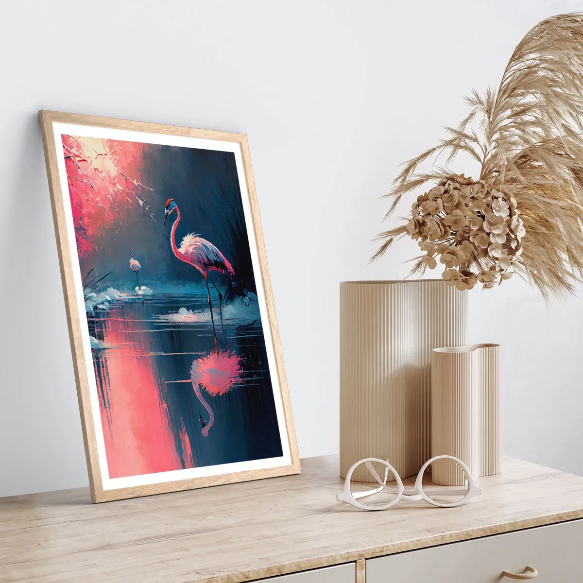 Pôster com moldura de carvalho claro - O retiro de um pássaro - 61x91 cm