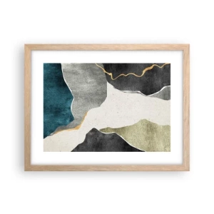 Pôster com moldura de carvalho claro - Composição de mosaico com fio de ouro - 40x30 cm