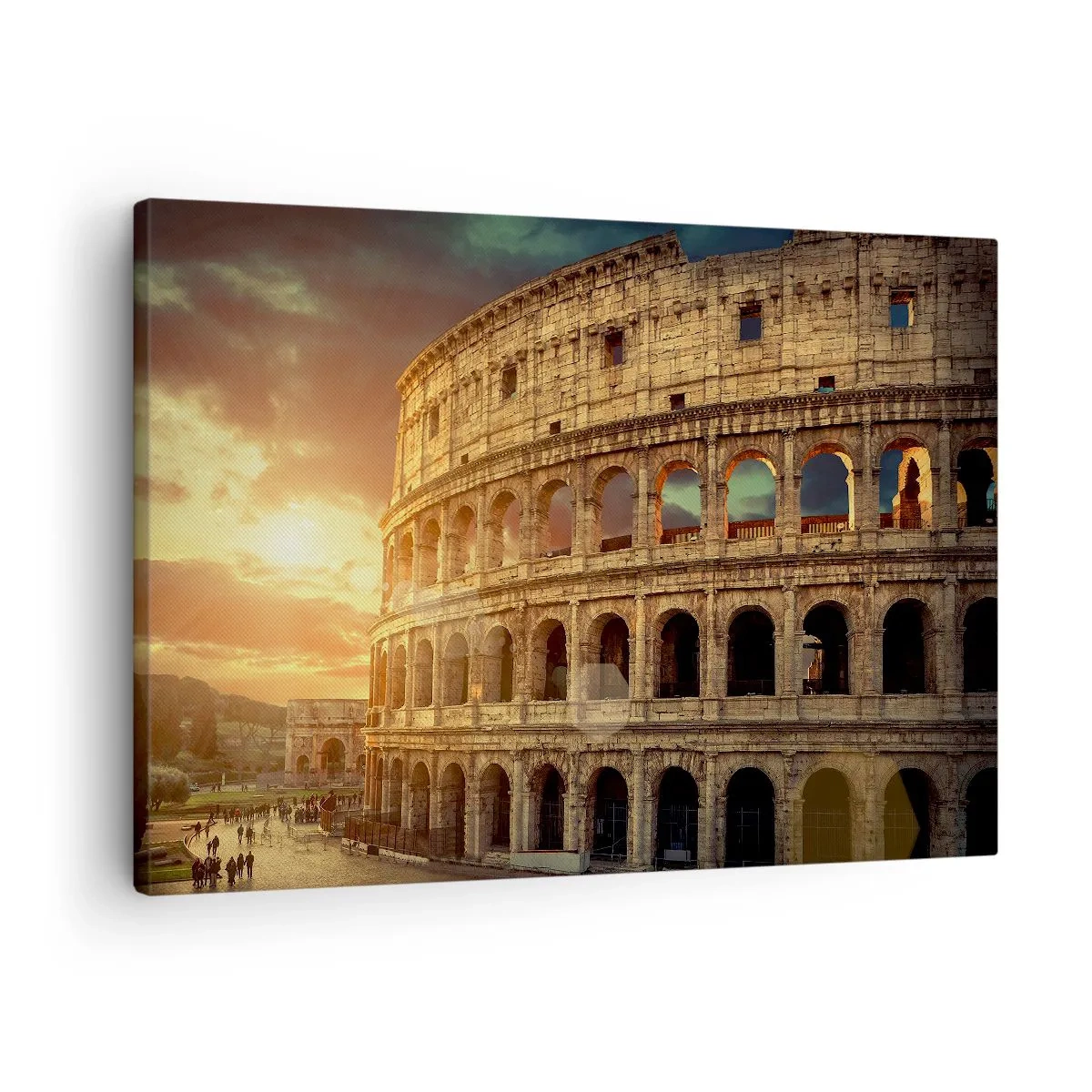 Quadro em tela - O Coliseu em Roma ao pôr do sol - 70x50cm - Monumento colossal - Decoração de parede moderna para a sala de estar e quarto ARTTOR