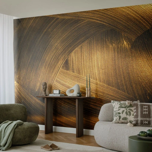 Papel de Parede Premium Canvas - No labirinto dourado - Abstração, Pedaço, Ouro - 300x210 cm