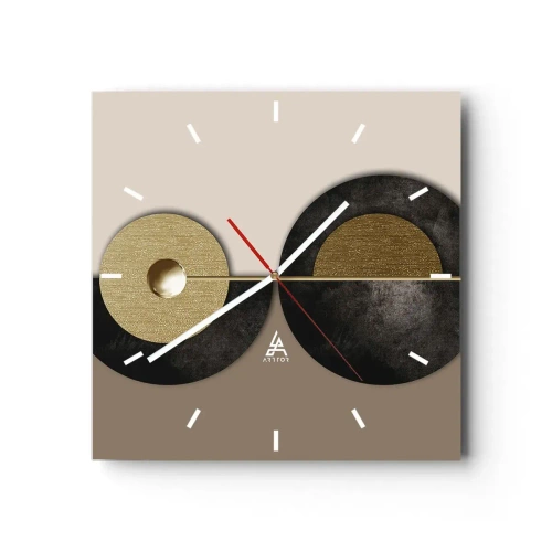 Relógio de parede - Relógio em vidro - Variações ao redor do círculo - 40x40 cm