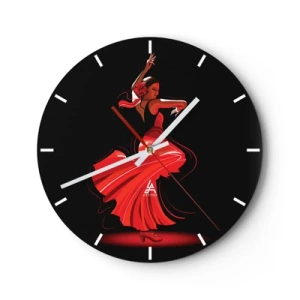 Relógio de parede - Relógio em vidro - O espírito ardente do flamenco - 40x40 cm