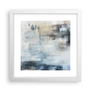 Pôster em moldura branca - Atrás da cortina azul - 30x30 cm