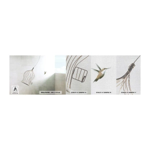Amostra de papel de parede Premium Canvas - Enfim a liberdade - Abstração, Pássaro, Gaiola - 100x30 cm