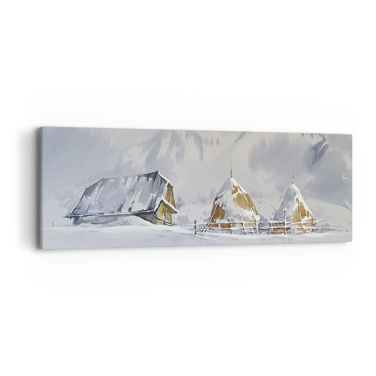 Quadro em tela - No vale nevado - 90x30 cm
