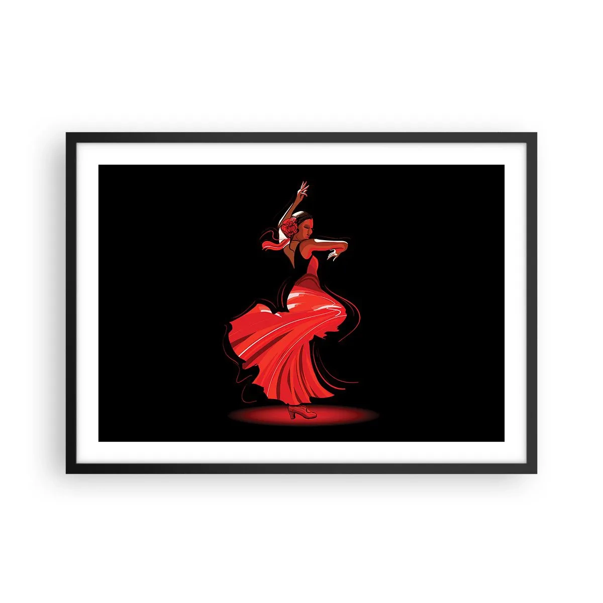 Pôster com moldura preta - O espírito ardente do flamenco - 70x50 cm