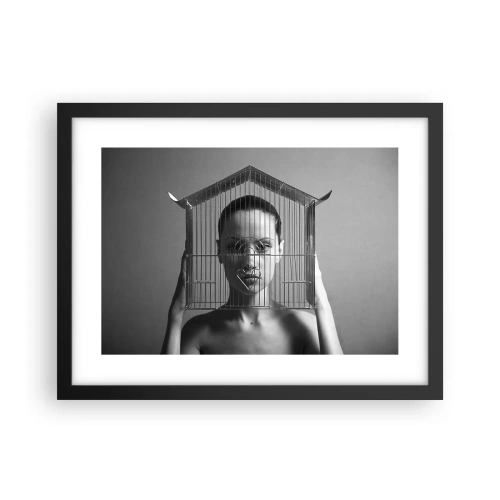 Pôster com moldura preta - Retrato um pouco surreal - 40x30 cm