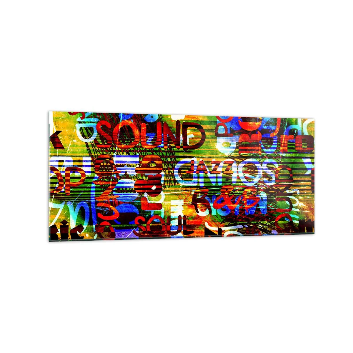Quadro em vidro - Todas as cores do som - 120x50 cm