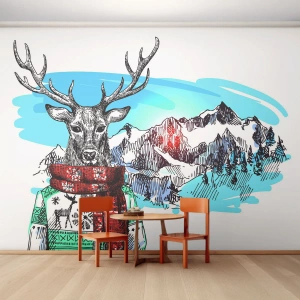 Papel de Parede Premium Sand - Nem o veado passa frio - Abstração, Cervo, Para crianças - 500x350 cm