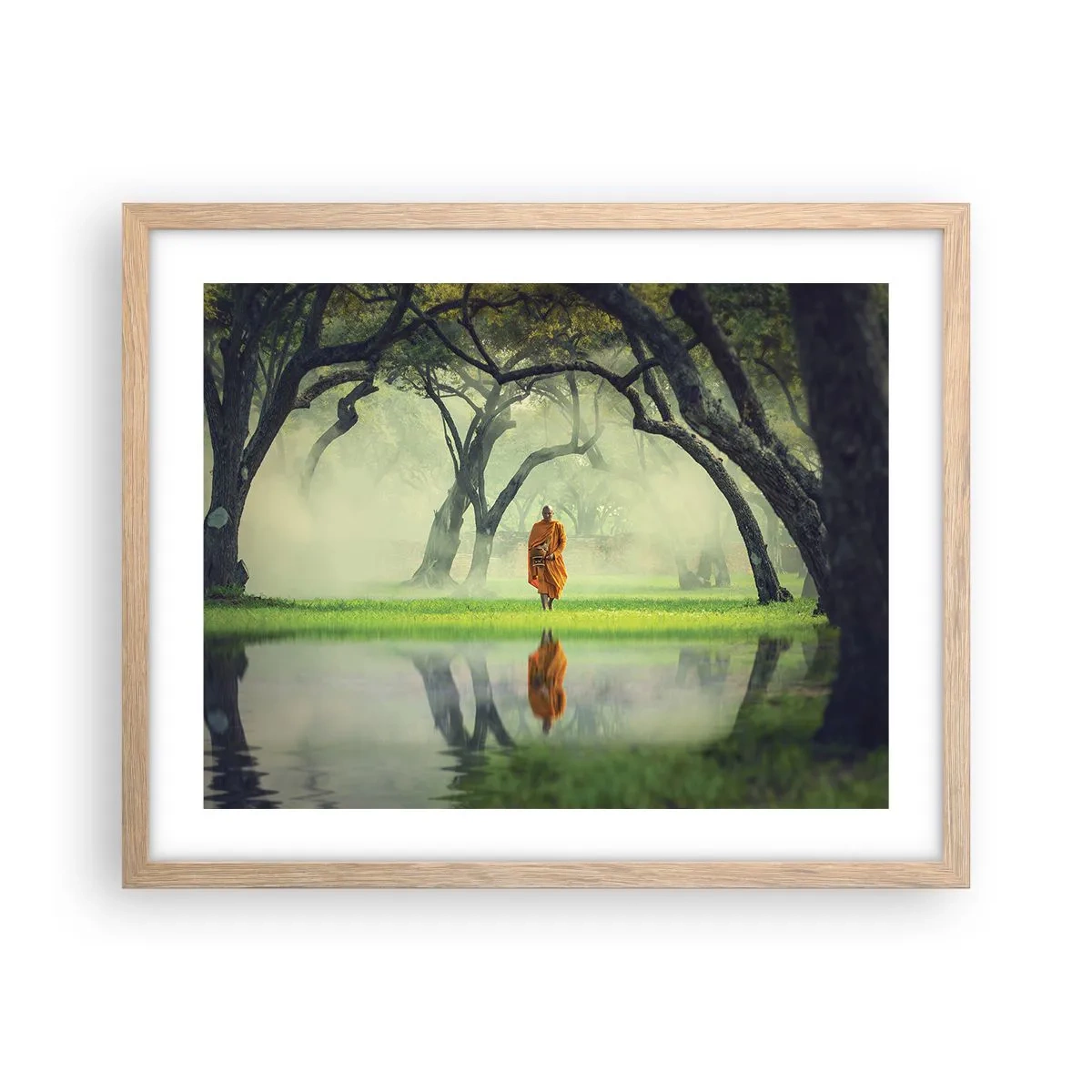 Pôster com moldura de carvalho claro - A caminho da iluminação - 50x40 cm