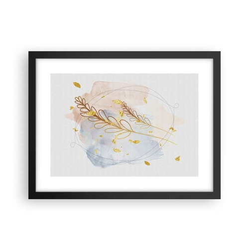 Pôster com moldura preta - Explosão dourada - 40x30 cm