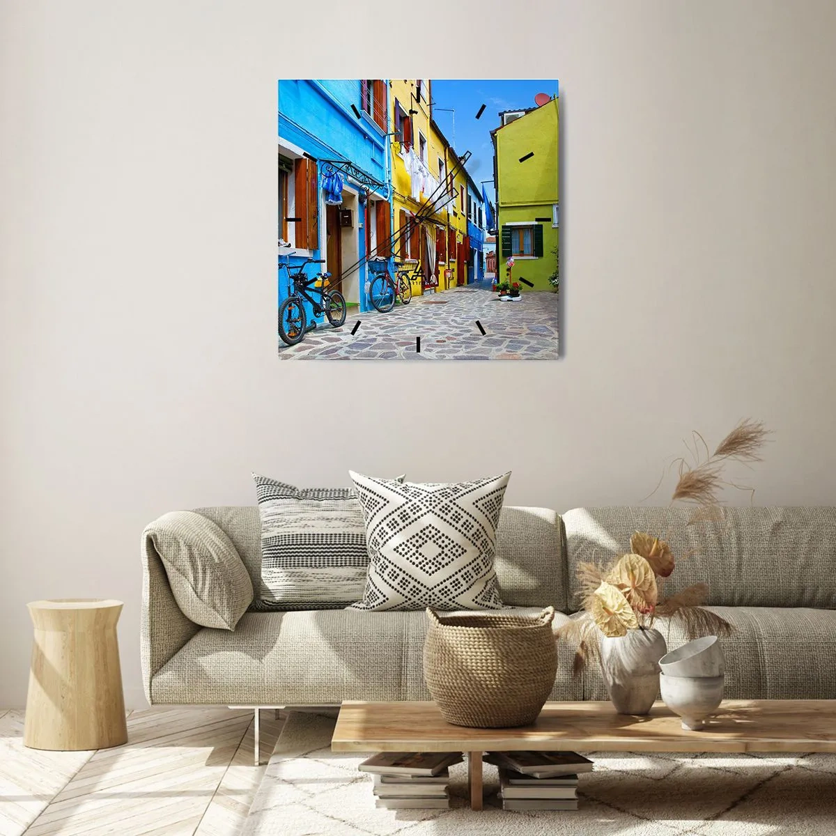 Relógio de parede - Relógio em vidro - Beco doce e pastel - 30x30 cm