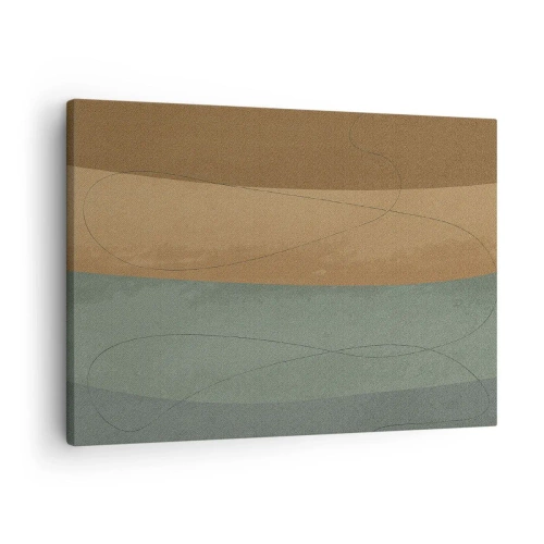 Quadro em tela - Composição abstrata em tons de terra naturais - 70x50cm - Composição horizontal - Decoração de parede moderna para a sala de estar e quarto ARTTOR